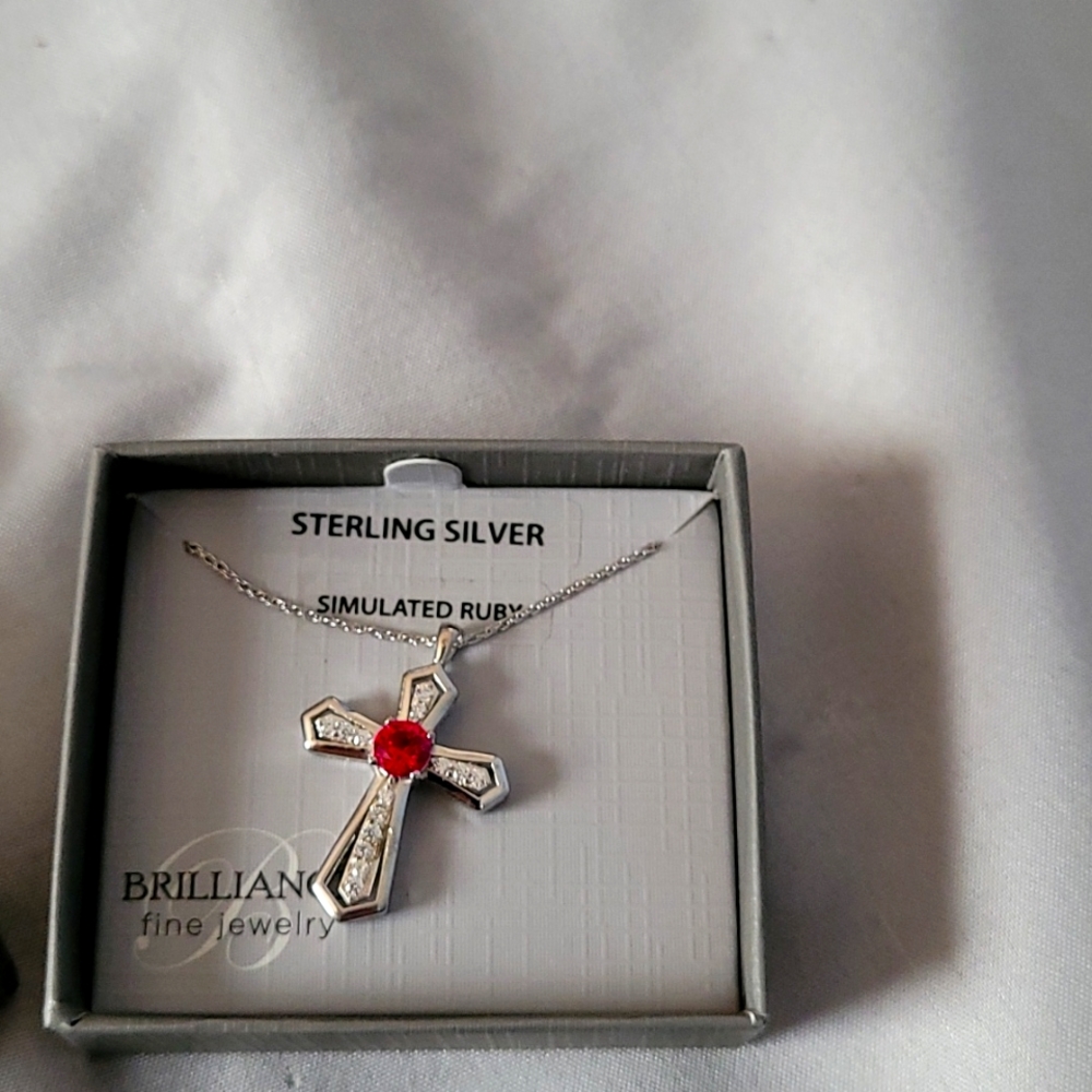 Womens ruby cross necklace